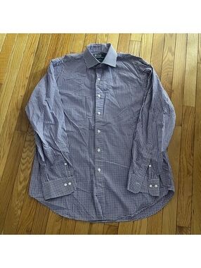 Polo by Ralph Lauren Regent Classic Fit Purple Gingham Dress Shirt 16.5 34/35